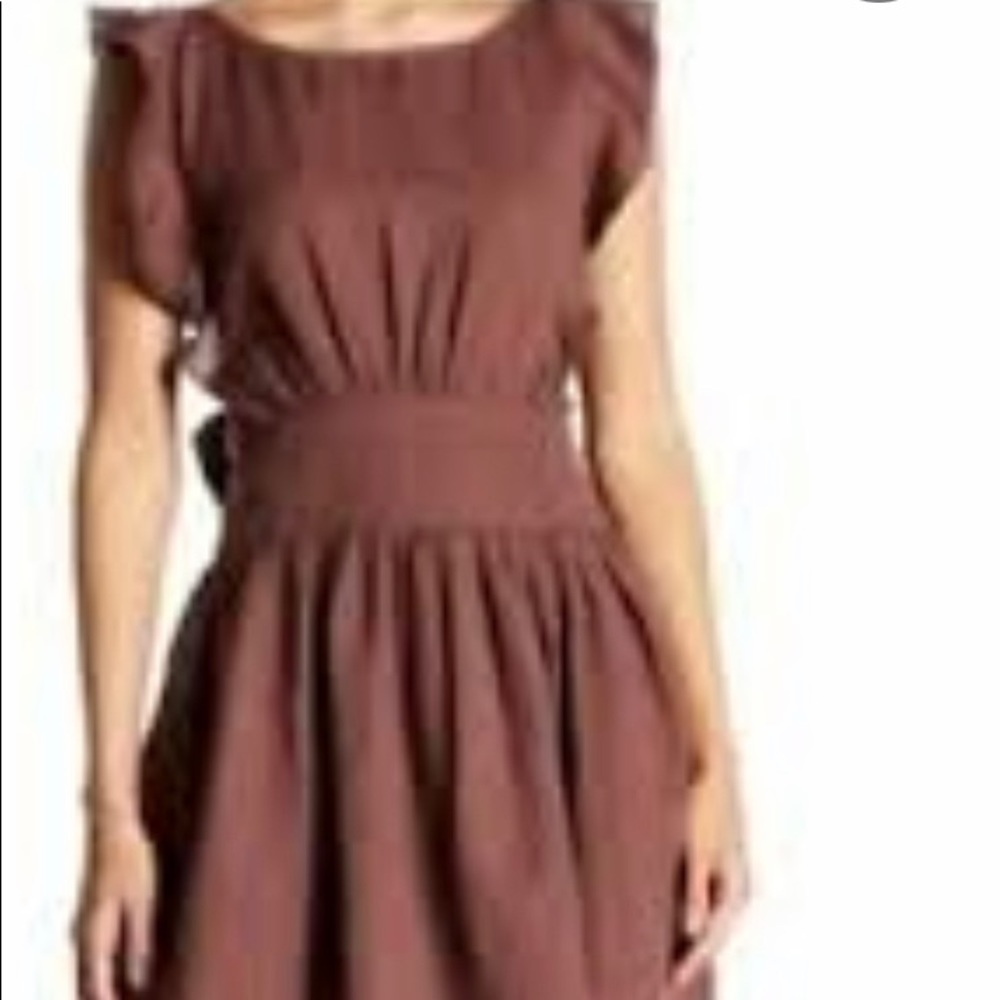Free People Collette Linen Blend brown mini dressL - Picture 1 of 10